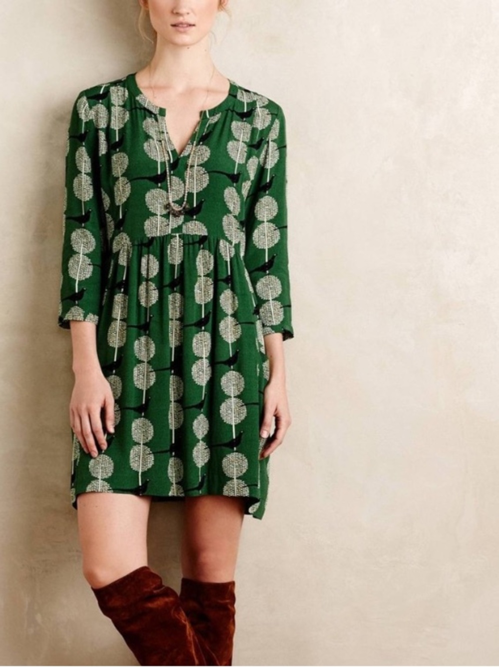 Anthropologie Maeve Devery Bird Tunic Dress
